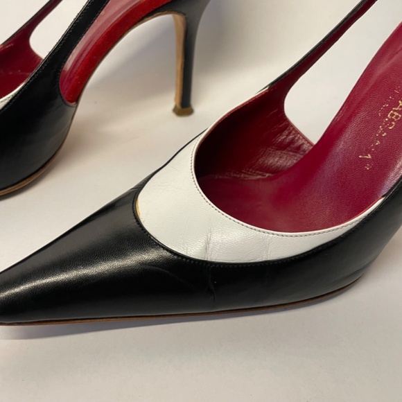 Dolce & Gabbana Black + White Leather Pointed Pumps, Size 36.5 Heels (US 6 ) - Picture 5 of 8